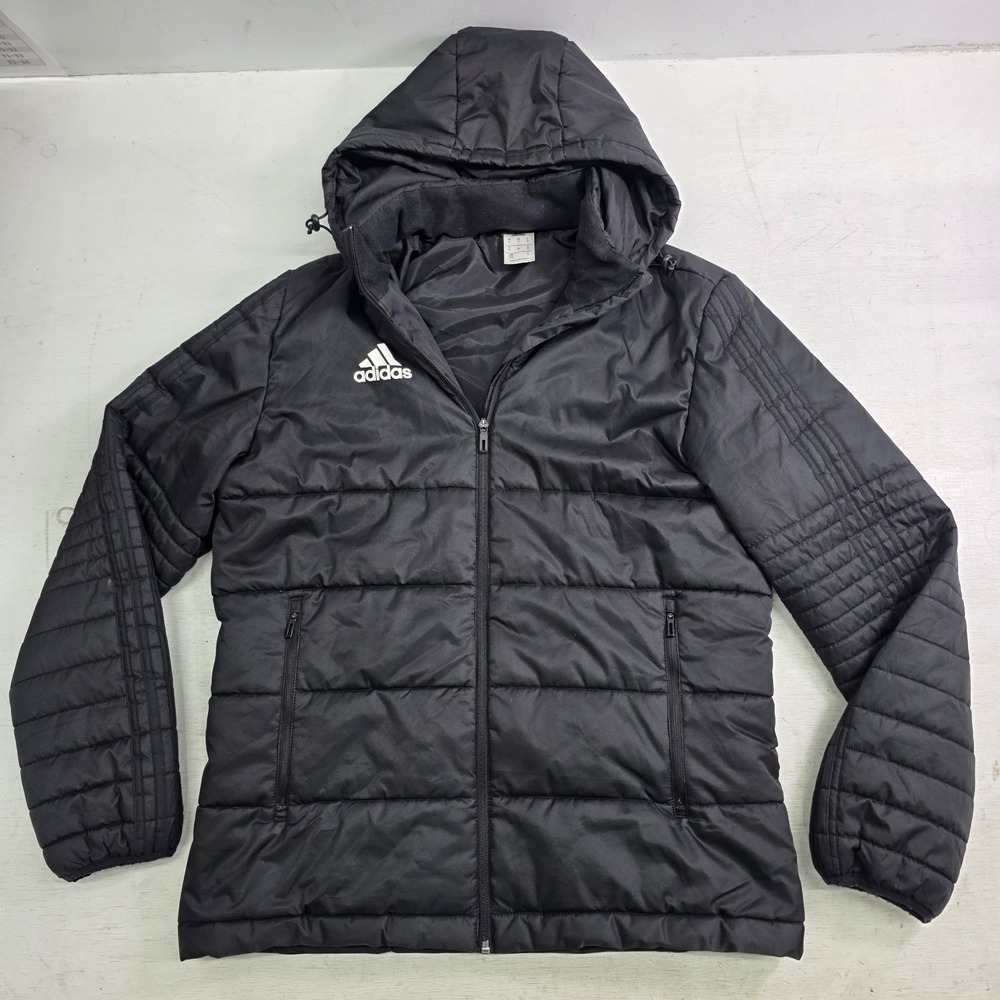 Adidas Condivo 18 Winter Padded Jacket Mens Sz M Black Blackout Hooded BS0042